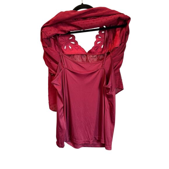 Style and Co Red Embroidered Swiss Dot Blouse 1X - Picture 6 of 8